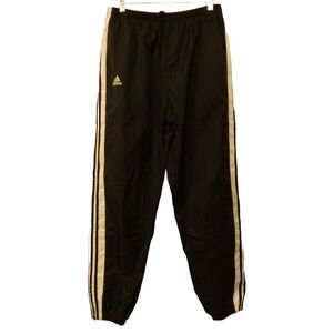 Adidas vintage pants mens L Large black 3 stripe 2000s Y2K jogger windbreaker